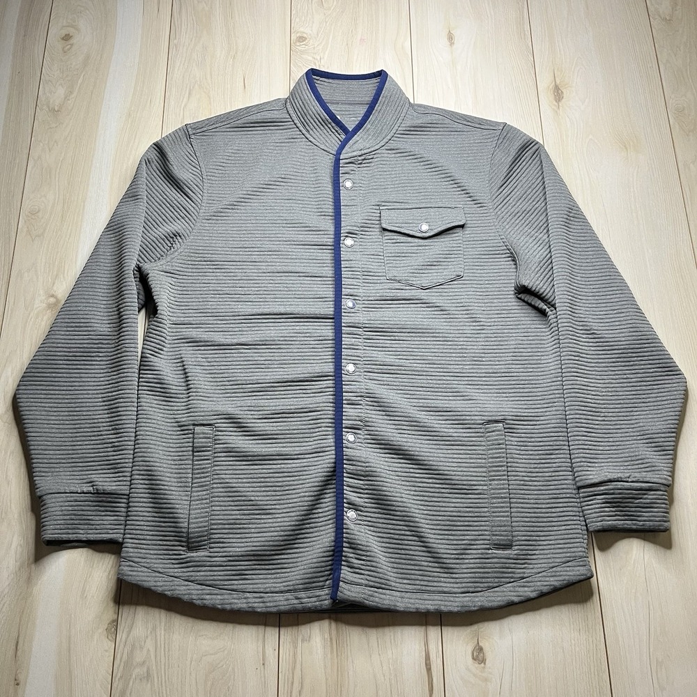 ONWARD RESERVE PERFORMANCE Full Snap Button Ribbed Sweater Pocket Gray Mens XL